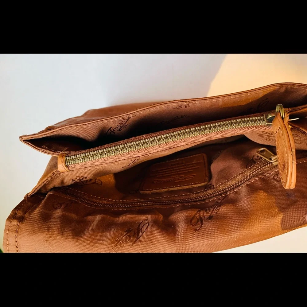 Fossil Tan Leather Crossbody Bag with Key Charm
